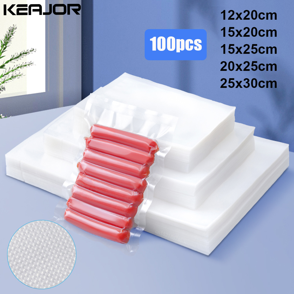 Meal Prep Vacuum Seal Containers - ถุงบรรจุภัณฑ์สูญญากาศสําหรับอาหาร 100 ชิ้นถุงสูญญากาศอาหารเปล่าสําหรับเครื่องซีลสูญญากาศอาหารสดยาวเก็บถุงบรรจุภัณฑ์