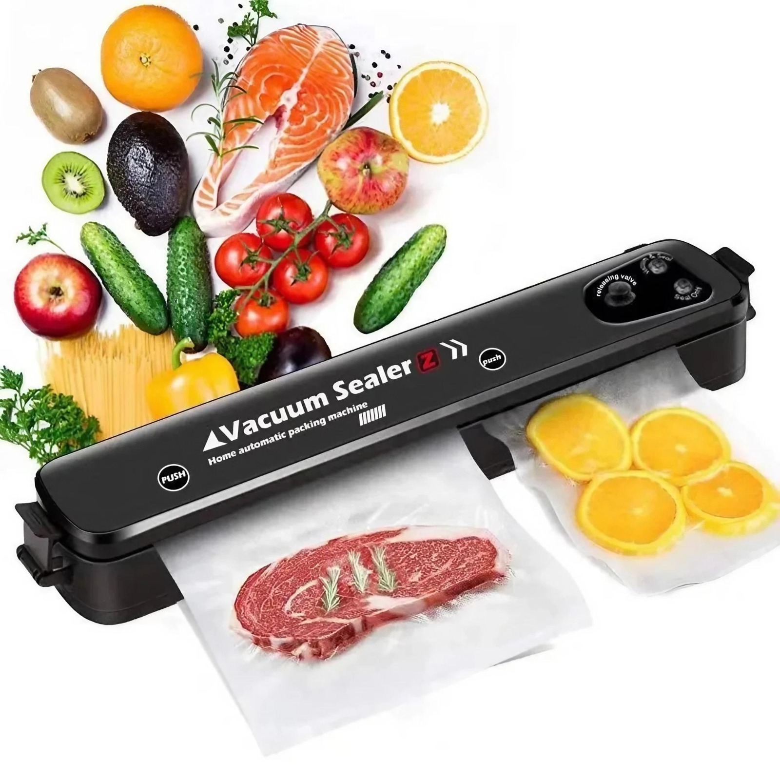 Meal Prep Vacuum Seal - เครื่องซีลสุญญากาศอัตโนมัติแบบพกพา พร้อมถุง 15 ใบ อุปกรณ์จัดเก็บในครัวขนาดกะทัดรัด สำหรับการถนอมอาหารแห้ง
