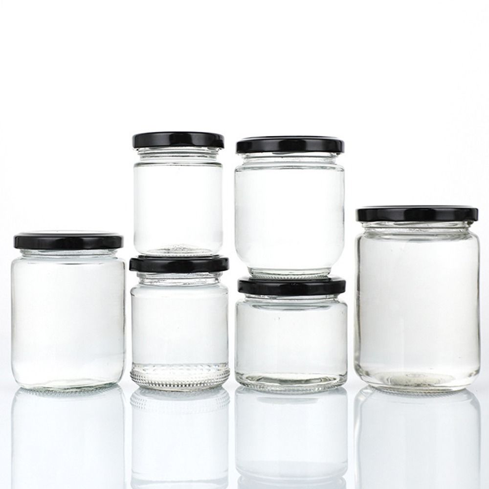 Meal Prep Glass Containers - โหลแก้วฝาปิดสุญญากาศสีดำ1ชิ้นโถแก้วกลมสำหรับห้องครัวโถเก็บอาหาร100มล. 150มล. 195มล. 240มล.