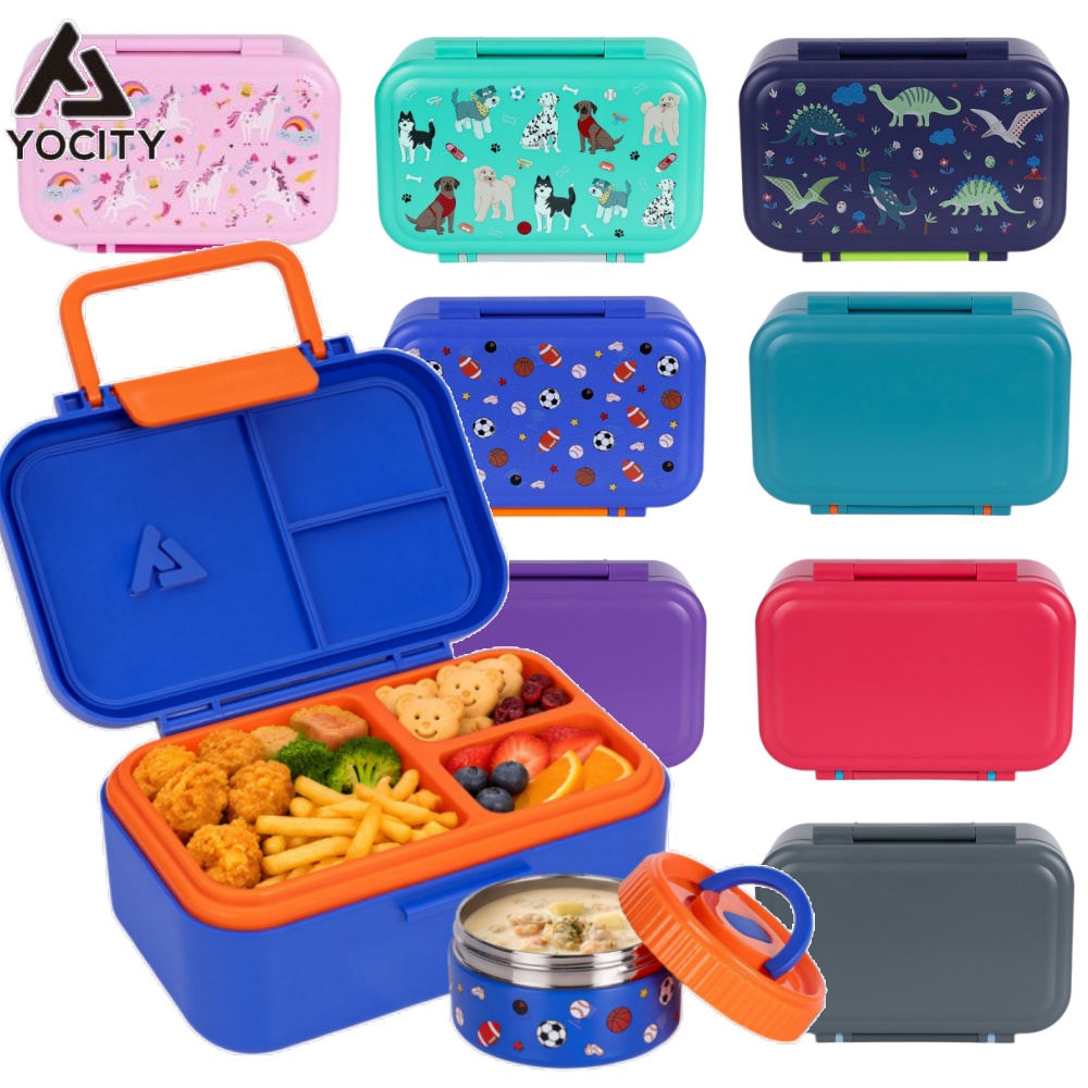 Meal Prep Co - กล่องข้าวเบนโตะพร้อมกระติกน้ำสแตนเลสสุญญากาศขนาด 13 ออนซ์ ป้องกันการรั่วซึม กล่องอาหาร 3