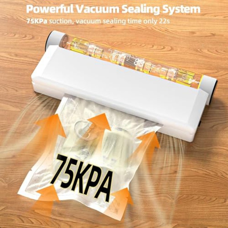 Meal Prep Vacuum Seal - M10K เครื่องซีลสูญญากาศอาหาร, แรงดูด 75KPA พร้อมถุงซีลสูญญากาศ 20