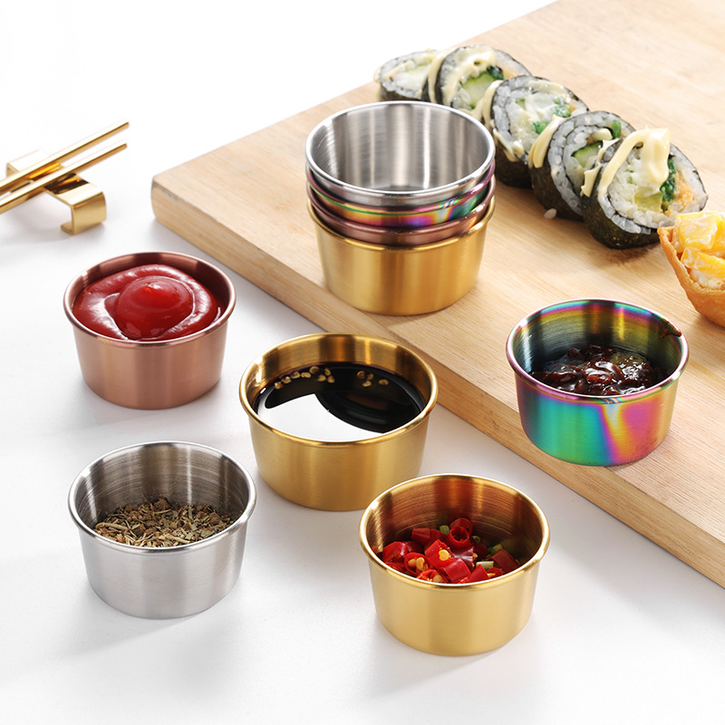 Sauce Dipping Cup - ถ้วยน้ำจิ้มสแตนเลส304ถ้วยซอสทองเครื่องปรุงรสอเมริกันสลัดครัวเรือนถ้วยน้ำจิ้มซอสมะเขือเทศ