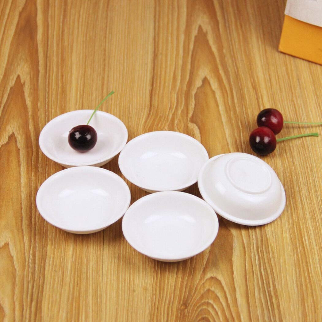 Sauce Dipping Cup - 5 ชิ้นพลาสติกสีขาวจานซอสอาหารชามจุ่ม Break-ทนเครื่องปรุงรสจานรองจานเรียกน้ําย่อย