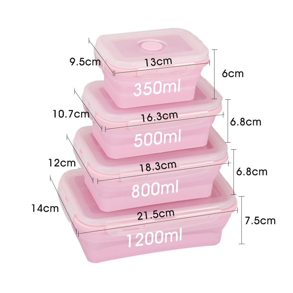 Meal Prep Chia Pudding - ภาชนะเก็บอาหารแบบพับได้พร้อมฝาและช่องใส่อาหารขนาด11.8ออนซ์ set wadah เตรียมอาหารแบบซิลิโคนสำหรับซ้อนในครัว