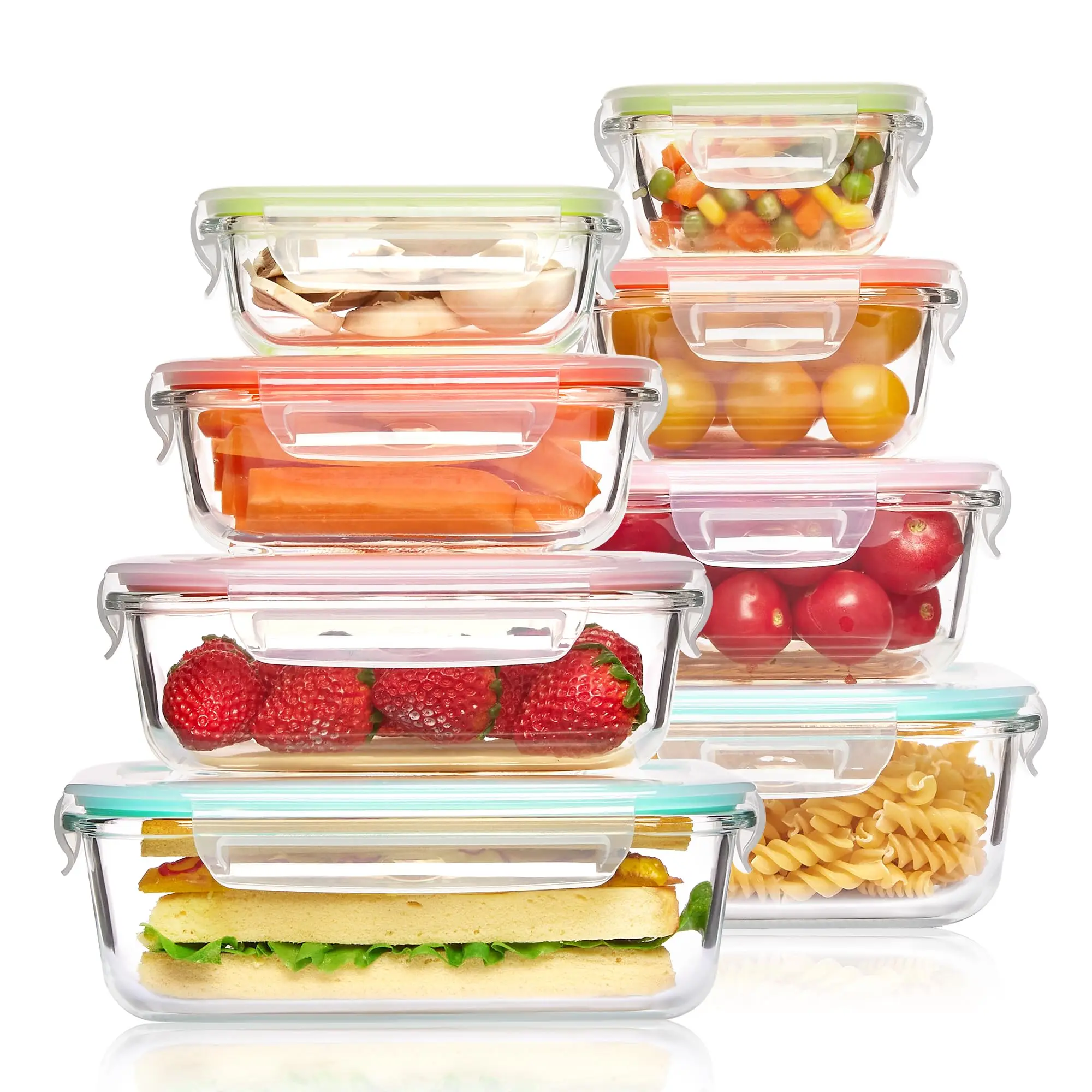 Meal Prep Glass Containers - กล่องข้าวแก้วภาชนะเก็บอาหาร, อุปกรณ์เตรียมอาหาร, กล่องเบนโตะสุญญากาศ, สําหรับไมโครเวฟ, เตาอบ, ตู้แช่แข็งและเครื่องล้างจาน,