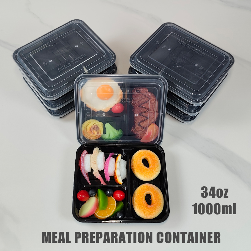 Meal Prep Gym Food - กล่องเตรียมอาหาร 3 ช่อง ขนาด 34 ออนซ์/1000