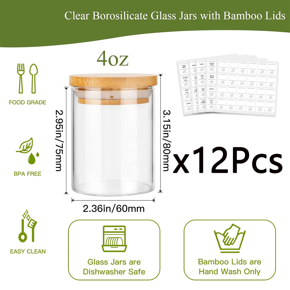 4oz ขวดเครื่องเทศแก้วพร้อมฝาไม - Meal Prep Glass Containers บทวิจารณ์และราคา