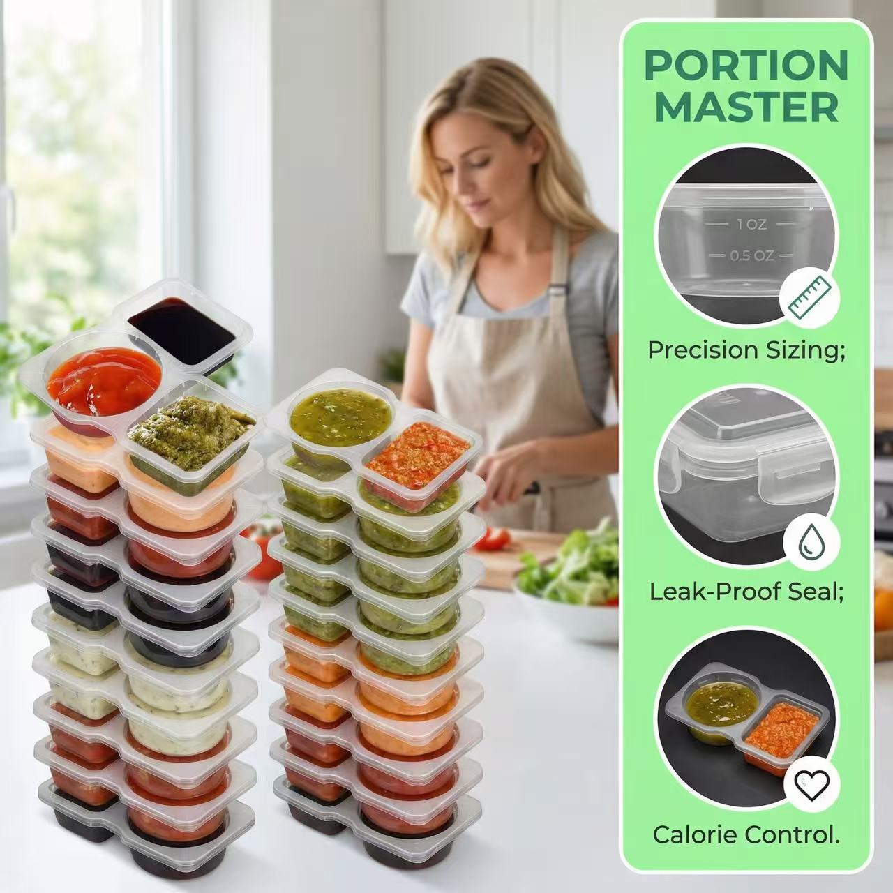 ภาชนะใส่ซอสแบบสองช่องพร้อมฝาปิ - Sauce Dipping Cup บทวิจารณ์และราคา