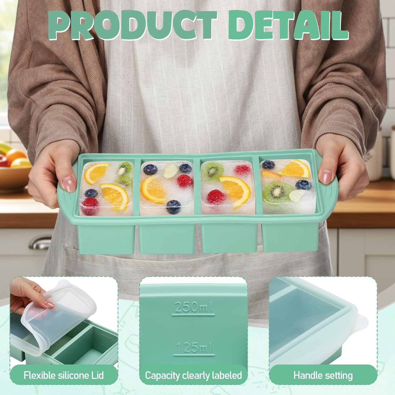 ถาดซิลิโคนสำหรับแช่แข็งพร้อมฝา - Meal Prep Chia Pudding บทวิจารณ์และราคา