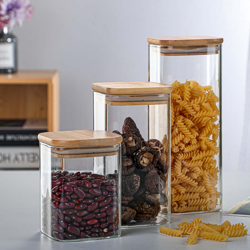 กระป๋องแก้วไม้ไผ่ทรงสี่เหลี่ยม - Meal Prep Glass Containers บทวิจารณ์และราคา