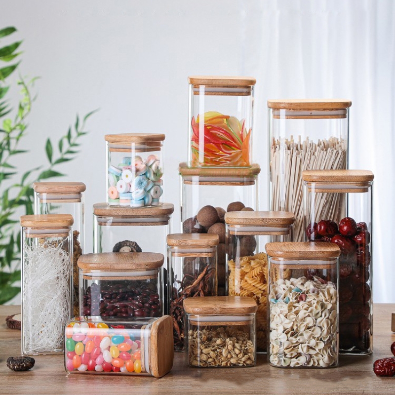 กระป๋องแก้วไม้ไผ่ทรงสี่เหลี่ยม - Meal Prep Glass Containers บทวิจารณ์และราคา